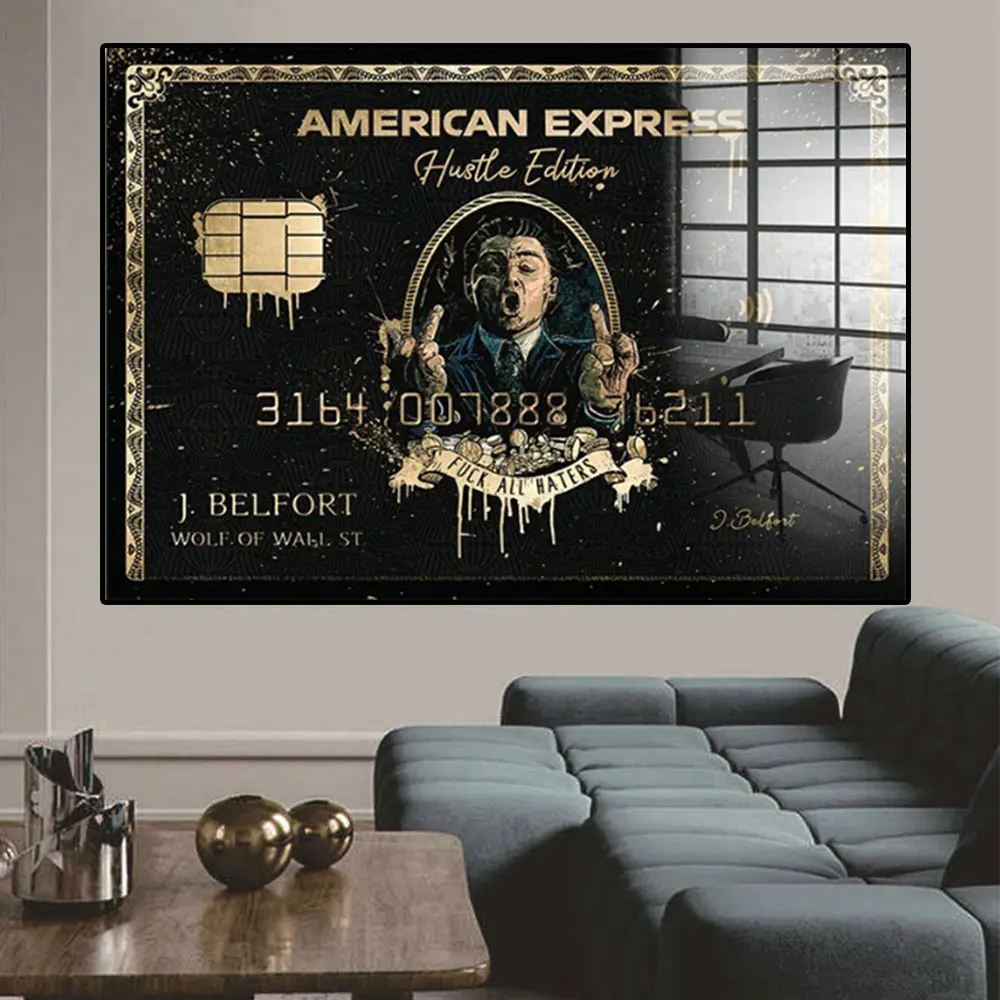 American Express Black Card The Wolf Of Wall Street Art Canvas Painting Pop Classic Movie Poster Stampe Soggiorno Home Decor