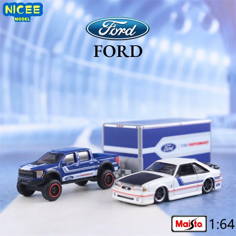 Maisto 1:64 2021 Ford F150 Svt Raptor/1993 Ford Svt Cobra Trailer Transport Trailer Set Lega Diecast Car Model Toy Gifts B929