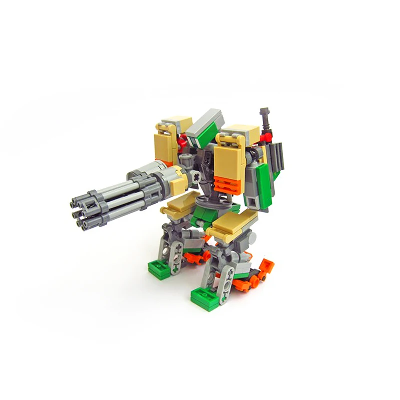 Moc Diy Mecha Bastions Vanguards Morphing Robot Building Blocks Kit Gatling Machine Destroyer Arms Game Toys For Children Gift