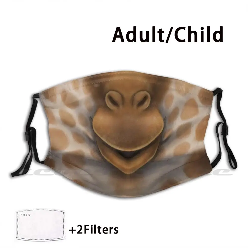 Giraffa Face Washable Trending Maschera Filtrante Pm2.5 Personalizzata Giraffa Giraffa Giraffe Ungulate Hoofer Zoology Animal Furry