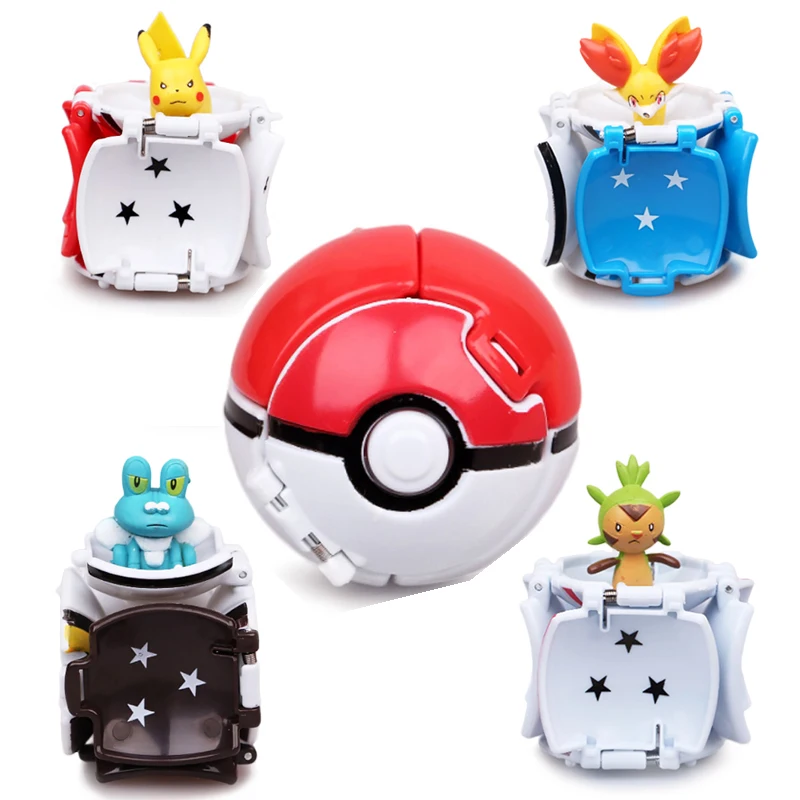 4 Pz/Set Tomy Pokmon Cartoon Anime Series Personaggio Pikachu Eevee Pokmon Ball E Piccola Action Doll Toy Regalo Di Compleanno Per Bambini