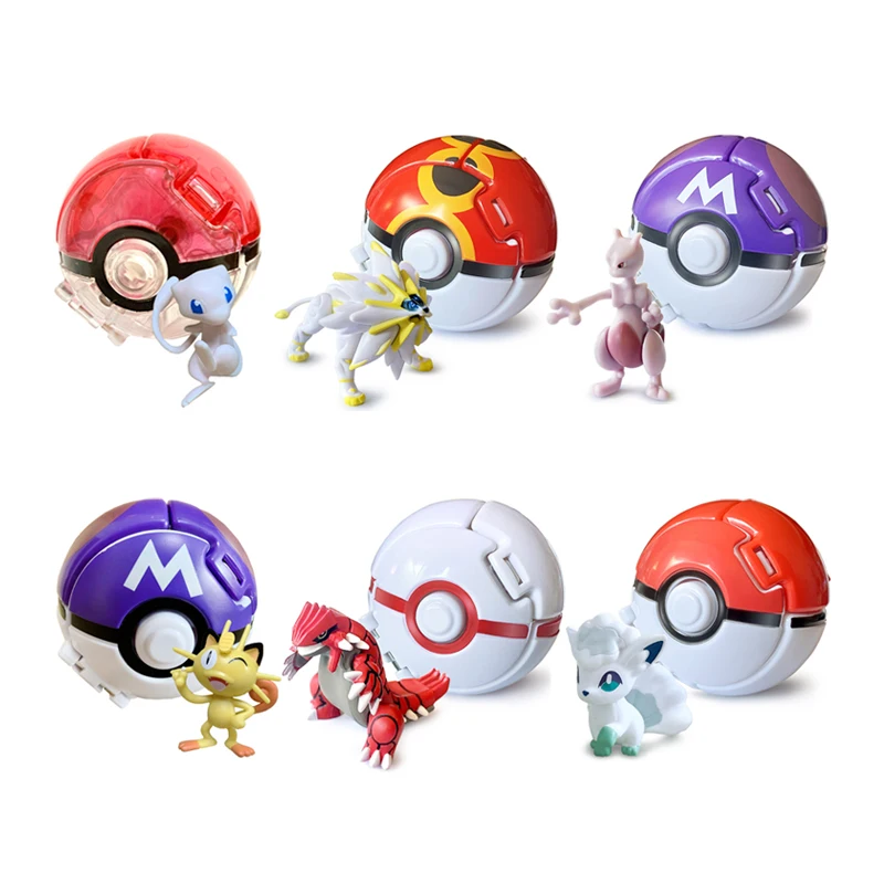 New Pokeball Figures Action Figures Toys Ball Pokemon Toys Mewtwo Charizard Eevee Vulpix Fennekin Cubone Model Regalo Per Bambini