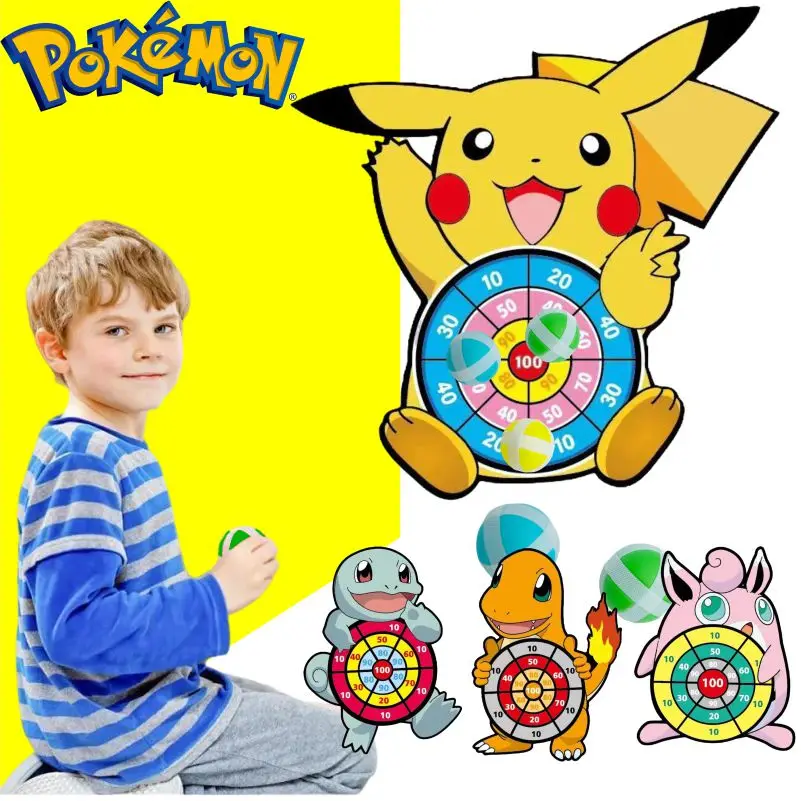 Pokemon Bambini Cartoon Pikachu Squirtle Dart Board Sticky Ball Family Sports Game Giocattolo Educativo Interattivo Regalo Di Compleanno