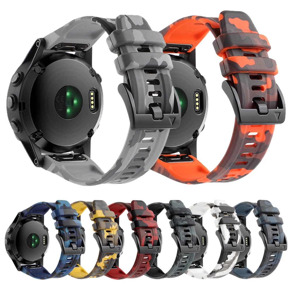 Camo Silicone Quickfit 22 26Mm Cinturino Per Garmin Tactix 7 Pro Amoled / Tactix Bravo Delta Band Quatix 7X Solar Sport Watch Band