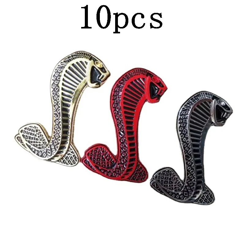 10Pcs 3D Metal Cobra Logo Badge Emblem Car Sticker Decorazione Accessori Per Ford Mustang Cobra Shelby Gt500 Gt350