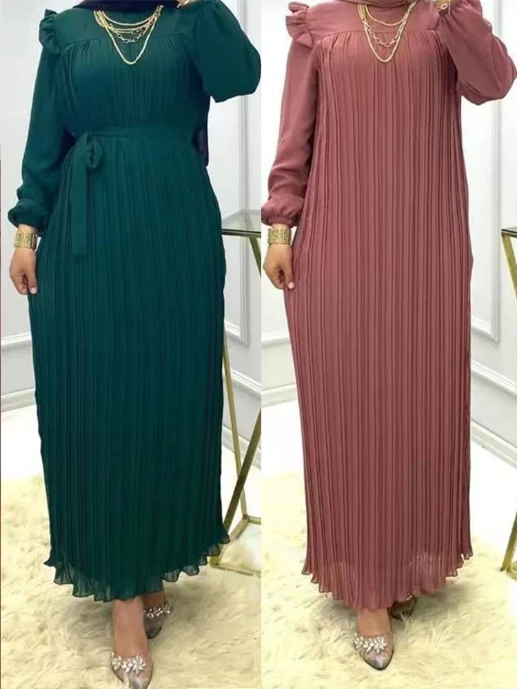 Eid 2023 Donne Musulmane Vestito Da Partito Abaya Dubai Donne Caftani Abiti Da Sera Pieghettati Marocco Islam Robe Femme Musulmane Abiti