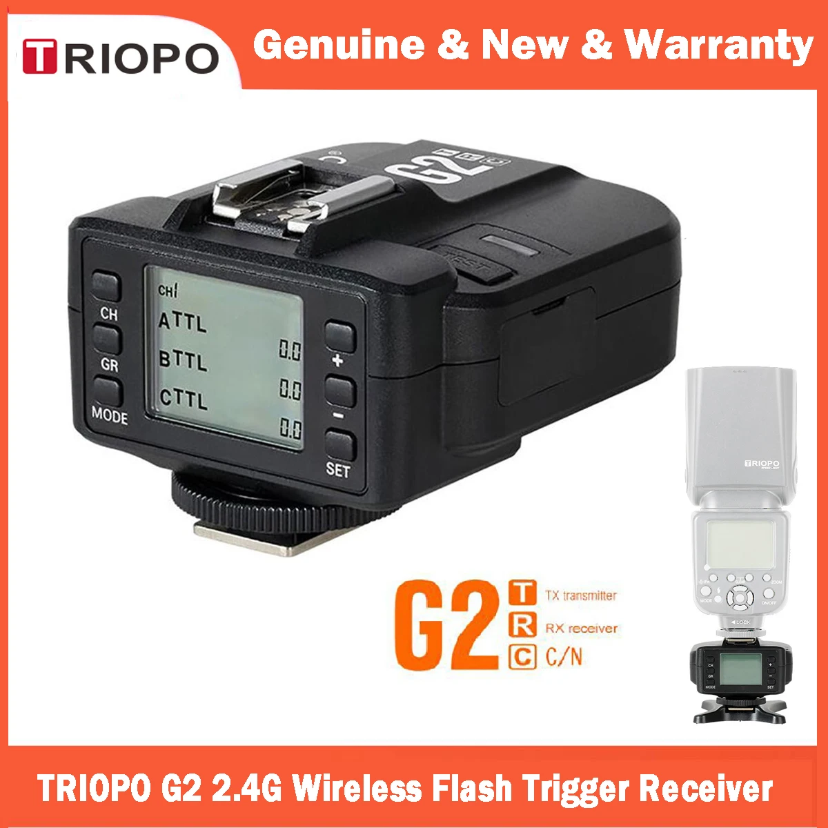 Ricevitore Trigger Flash Wireless Triopo G2 2.4G Per Triodo Tr-982 Iii R1 G1800 Tr-950 Ii F1-200 F1-400 Flash Canon Nikon Camera