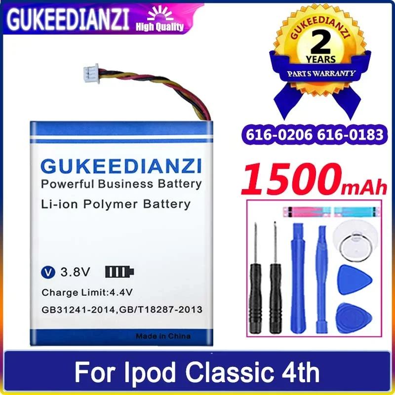 Gukeedianzi Batteria 616-0206 616-0183 1500Mah Per Apple Ipod Classic 4Th Gen/Photo U2 A1059 20 40Gb Batteria