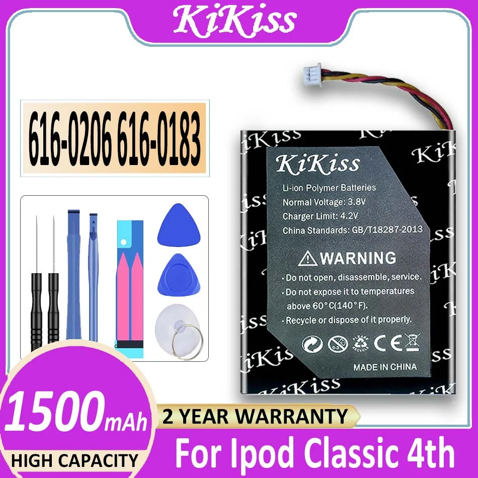 Batteria Kikiss 616-0206 616-0183 1500Mah Per Apple Ipod Classic 4Th Gen/Photo U2 A1059 20 40Gb Bateria