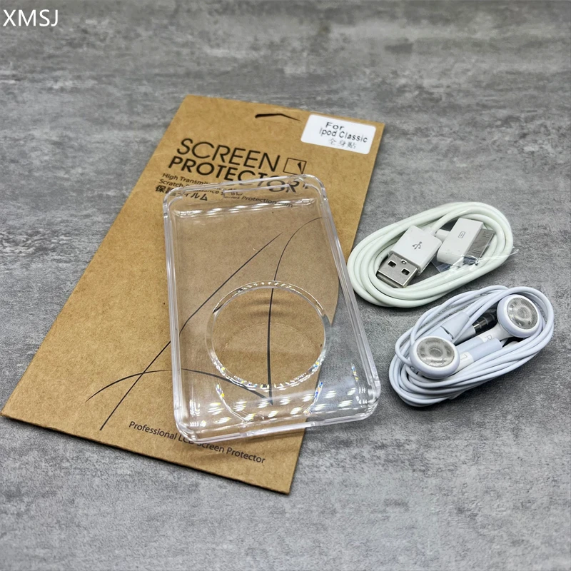 Clear Crystal Protect Hard Case Screen Protector Cable Headset Per Ipod 5Th Video 30Gb 6Th 7Th Classic 80Gb 120Gb 160Gb