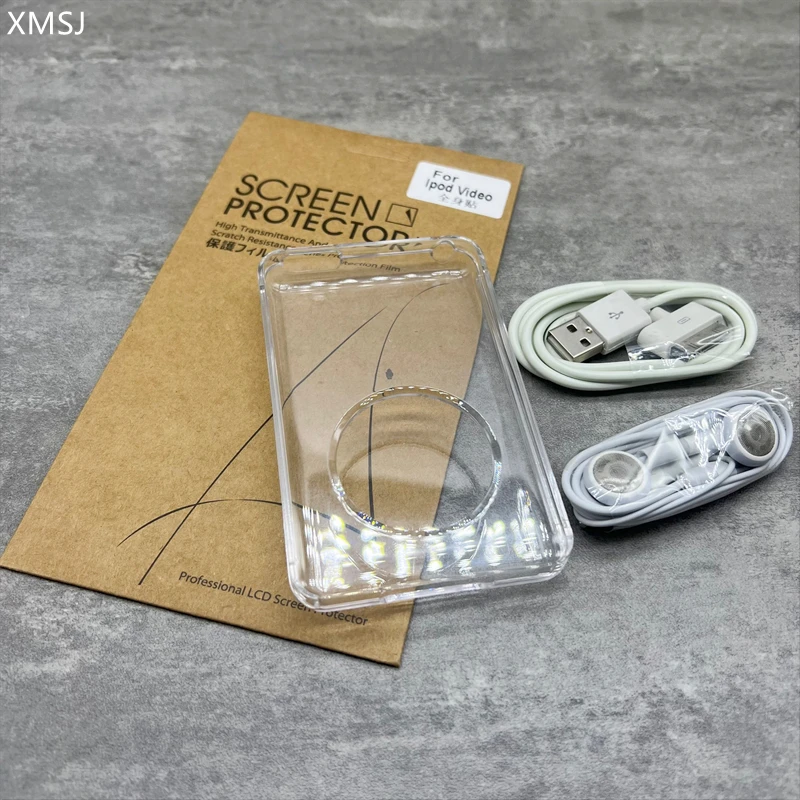 Clear Crystal Protect Hard Case Screen Protector Cable Headset Per Ipod 5Th Video 30Gb 6Th 7Th Classic 80Gb 120Gb 160Gb