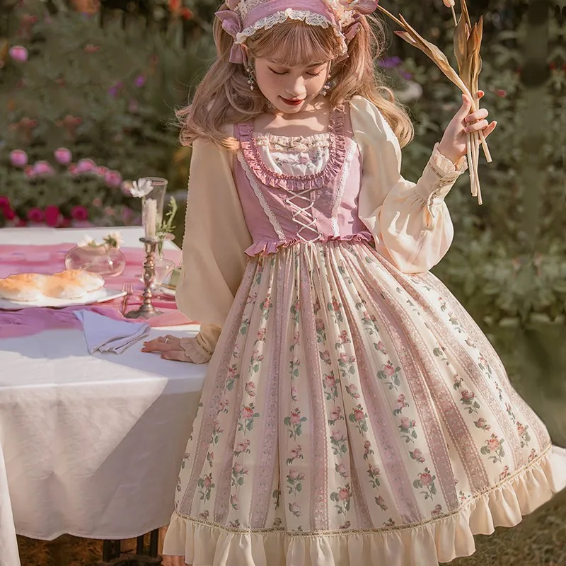 Sorella Morbida Giapponese Cute Student Heidi Original Autumn Lolita Dress Cute Pastorale Sweet Elegant Harajuku Lolita Dress Set