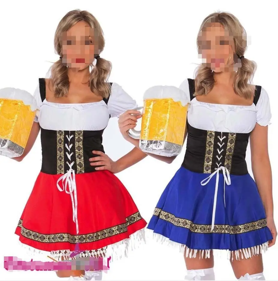 Costume Da Donna Beer Maid Oktoberfest Kitchen German Fancy Dress Heidi Wench Costume S-6Xl
