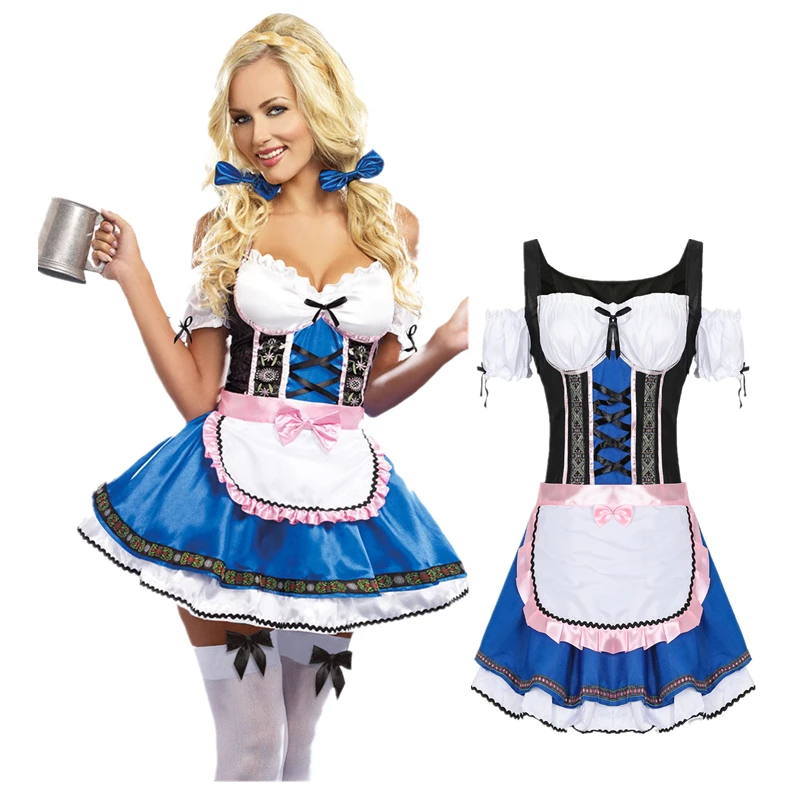 Tedesco Bavaria Oktoberfest Dirndl Dress Women Sexy Costume Heidi Wench Beer Girl Bar Maid Cosplay Fancy Party Dress