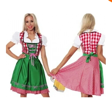 S-Xxl Ladies Oktoberfest Beer Maid Wench Tedesco Bavarese Heidi Fancy Dress Costume