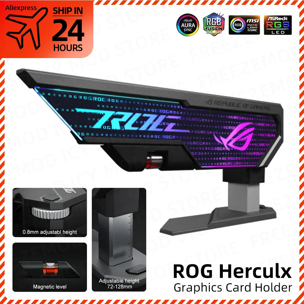 Asus Rog Herculx Gpu Staffa Helios Vga Stand Xh01 Supporto Per Scheda Grafica Aura Sync Orizzontale Regolabile Republic Of Gamers Mod