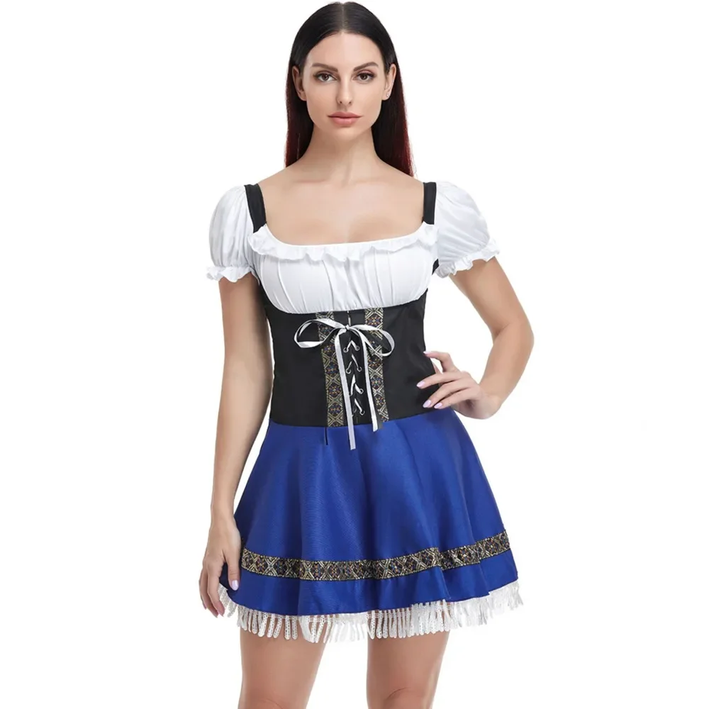Ladies German Beer Maid Oktoberfest Costume Fancy Dress Heidi Wench Costume Halloween Cosplay Outfit