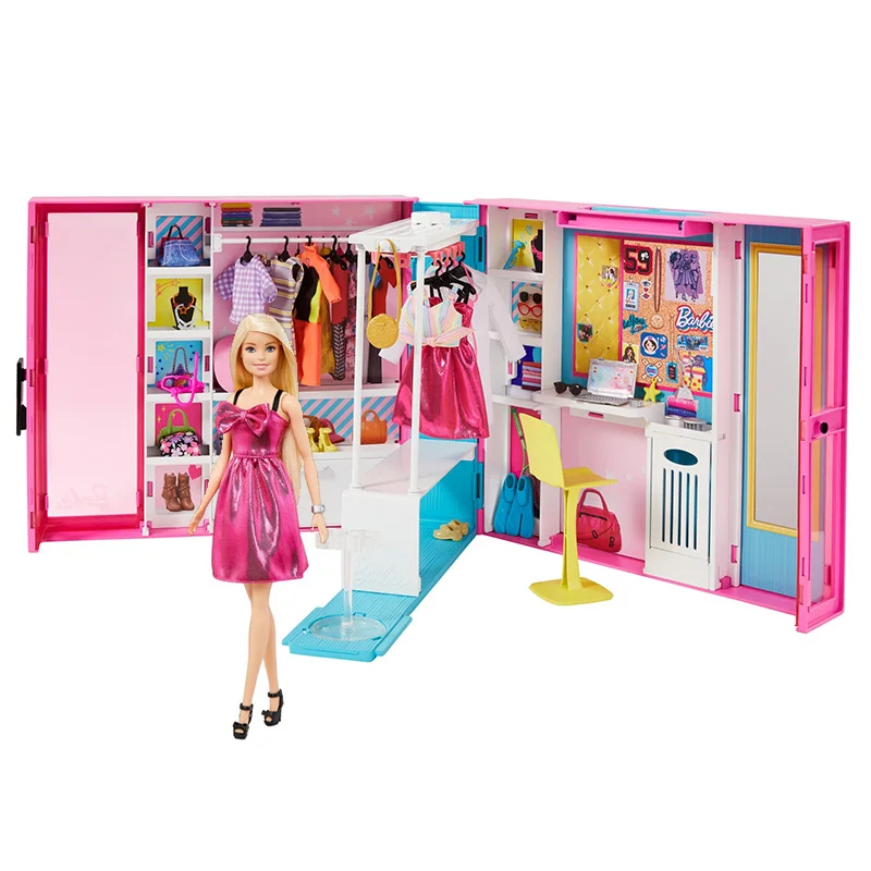 Originale Barbie Dream Closet Blonde Doll Clothes Abiti Accessori Storage Play House Toys For Girls Brand Kids Gifts