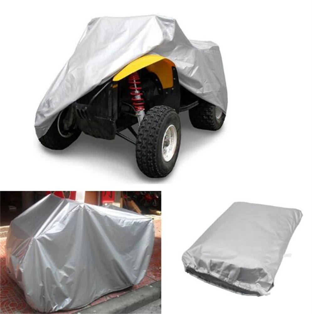 M Size 57 "190T Silver Quad Bike Atv Cover Adatta Per Polaris Honda Yamaha Can-Am Suzuki