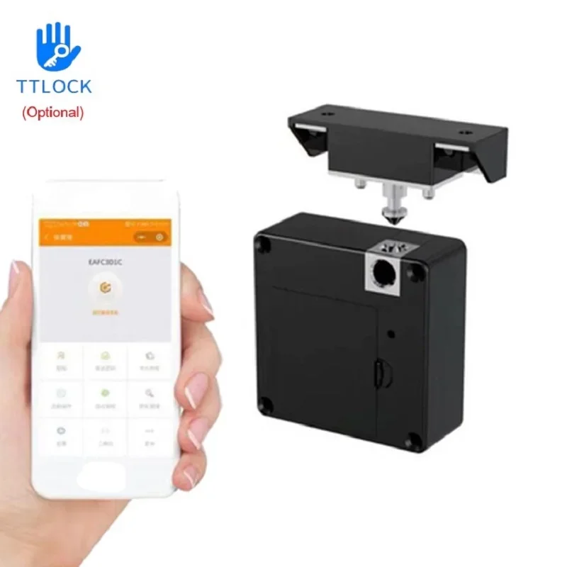 Smart Wood Door Lock Keyless Invisible Electronic Lock Card Bukkle Ttlock App Unlock Cabinet Locker Mobili Cassetto Smart Locks