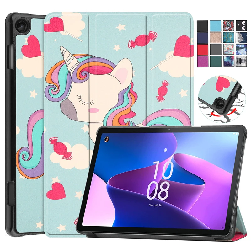 Custodia Per Lenovo Tab M10 M8 3Rd Gen 10.1 Pollici Per Lenovo Tab M10 Fhd Plus 3Rd Gen Cute Unicorn Cat Flower Cover Dipinta