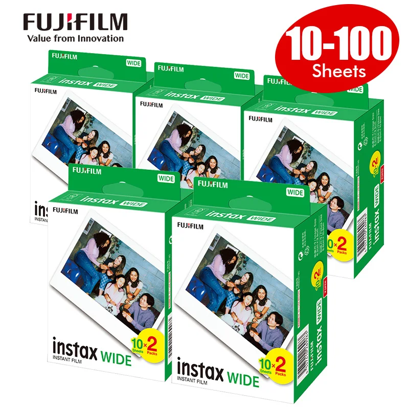 10 20 40 60 100 Fogli Fujifilm Instax Wide Film White Edge Paper Per Fujifilm Instax Camera Wide 210 300 Link Wide Printer Film