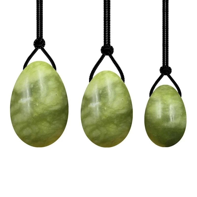 Natural Jade Yoni Egg Palline Rassodanti Vaginali Set Di Uova Forate Di Giada Kegel Exerciser Palla Per Massaggio Muscolare Pelvico Assistenza Sanitar