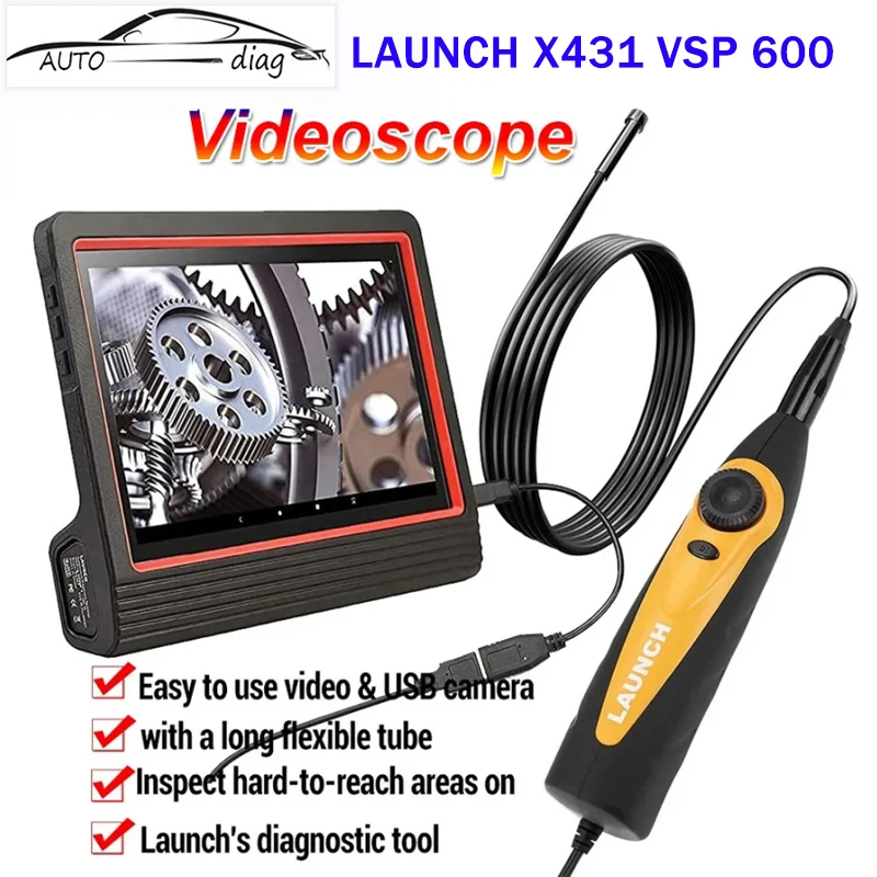 Lancio X431 Vsp 600 Vsp600 Vsp-600 Videoscopio Telecamera Endoscopio Specchio Di Ispezione Per Auto Flessibile Ip67 Impermeabile 6Led Regolabile