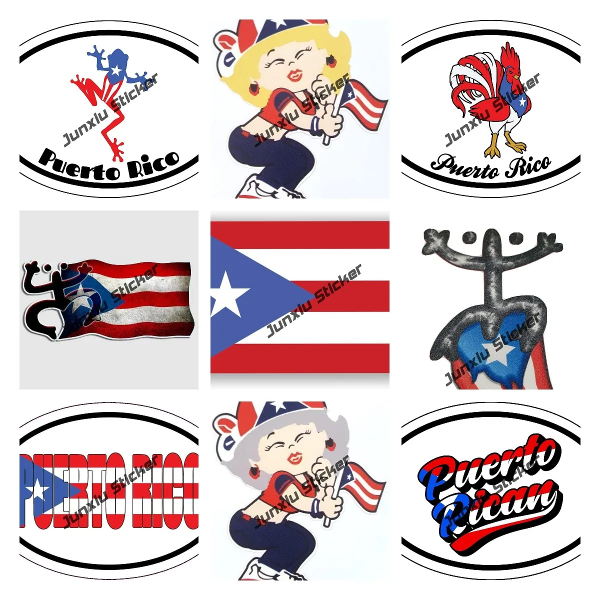Puerto Rico Vinyl Decal Puerto Rico Antique Flag Bumper Sticker Puerto Rico Flag Rana Tree Frog Girl Grey Hair Decal Accessori