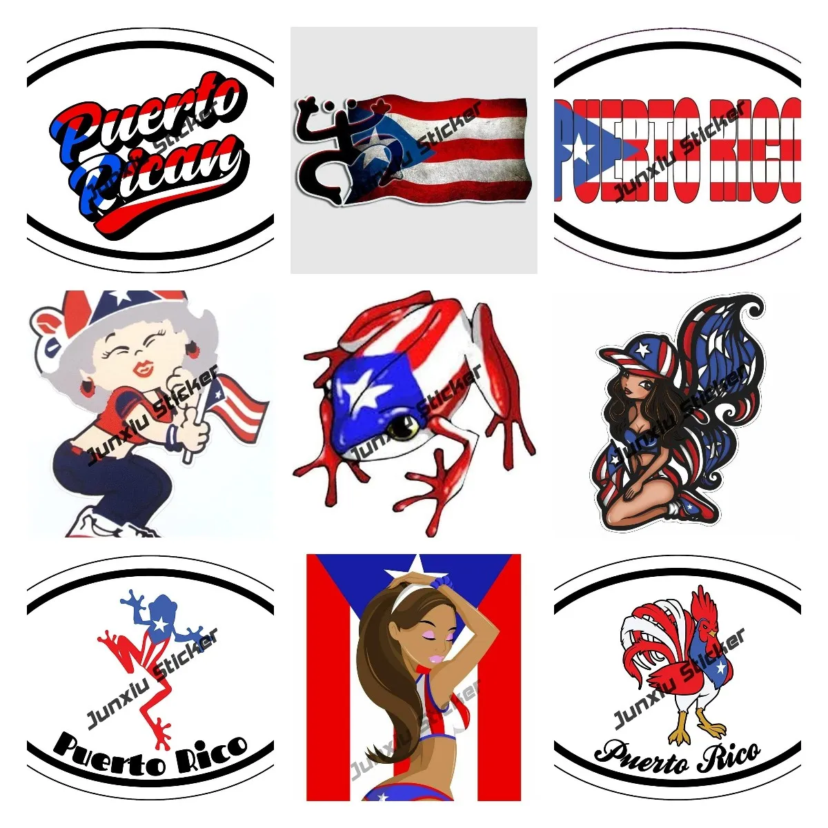 Puerto Rico Vinyl Decal Puerto Rico Antique Flag Bumper Sticker Puerto Rico Flag Rana Tree Frog Girl Grey Hair Decal Accessori