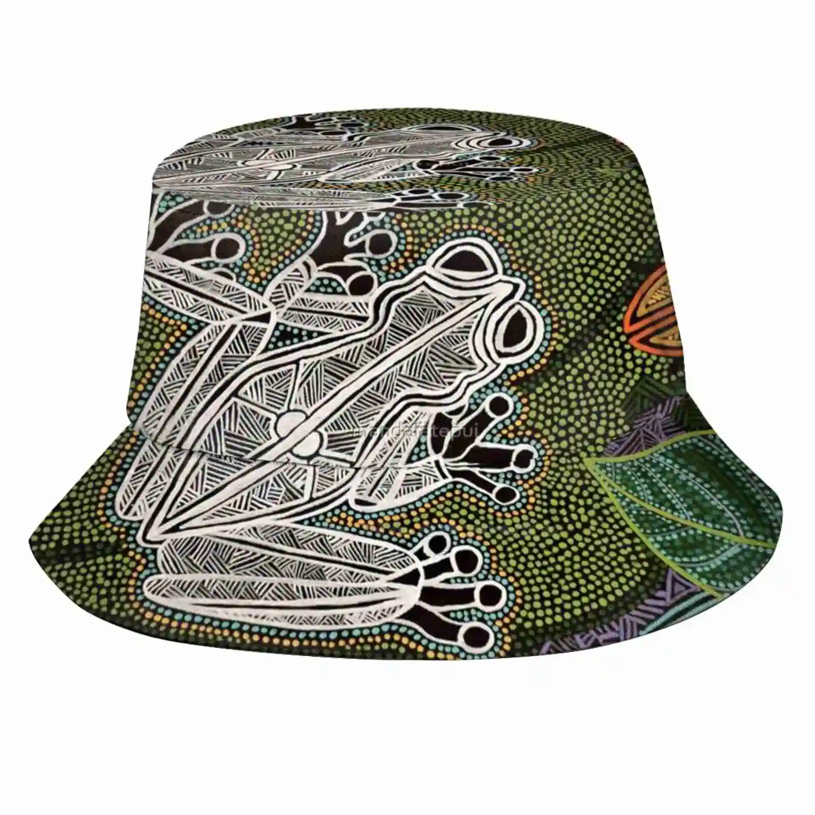 Aboriginal Frog I / Rana Aborigen I Pattern Cappelli Outdoor Hat Sun Cap Frog Dreaming Style Dots Night Abstract Wildlife