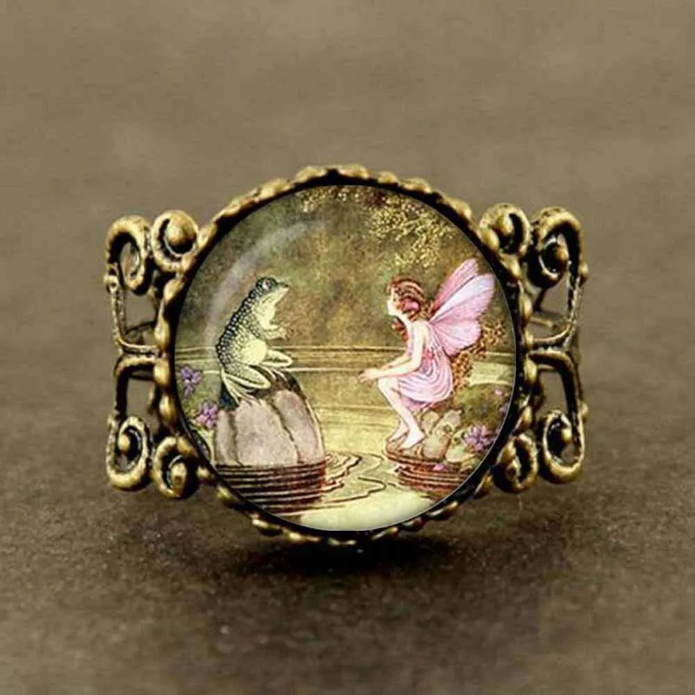 Handcraft Joyas Vintage Fairy Frog Ring Bague Hada Anillo Rana Jewelry Colares E Correntes Feminino Wedding Best Friends Gift