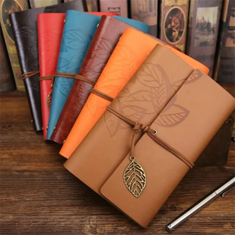 Retro Leaf Writing Journal Notebook Travel Writing Pendenti Classico In Rilievo Vintage Leather Note Book Cancelleria Regalo Creativa