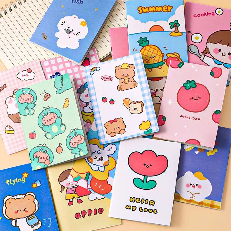 7Pcs Kawaii Notebook Mini Blocco Note Soggetto Quaderni Quaderni Per Bambini Regali Premio Simpatico Taccuino Cancelleria Materiale Scolastico