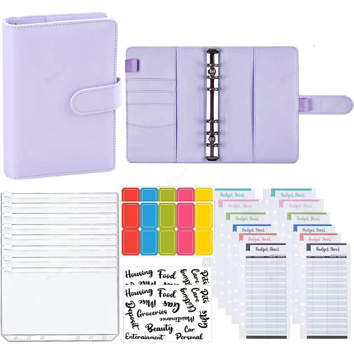 2023 A6 Binder Budget Pu Leather Planner Tasche Spese Budget Sheets Notebook Cash Busta Organizer System Clear Zipper