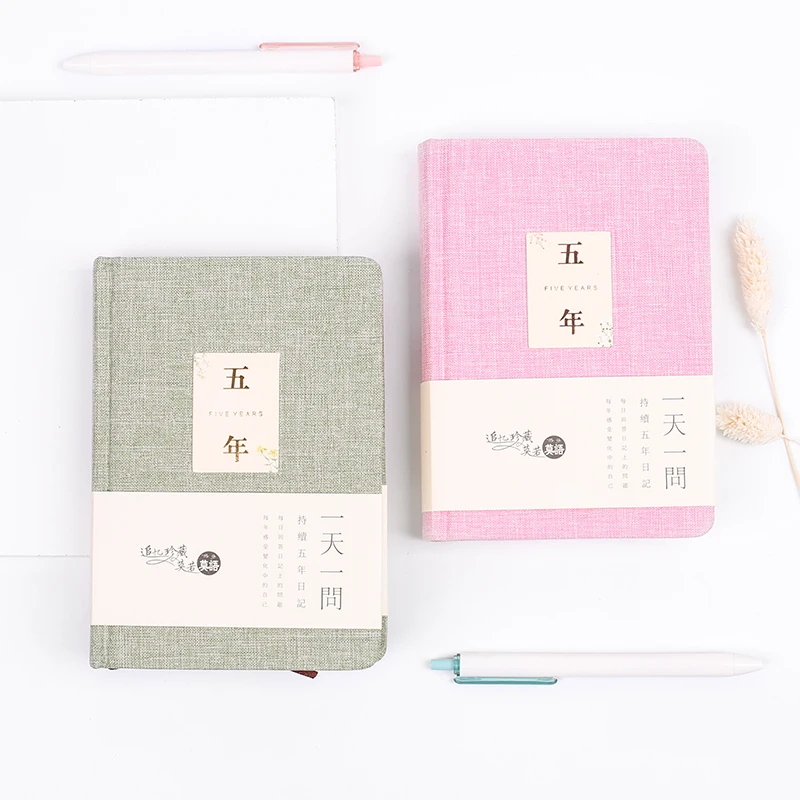 Creativo 5 Anni Diario Programma Piano Notebook Copertina In Cotone Libro Conto Mano Studente Kawaii Cancelleria Scuola Forniture Per Ufficio