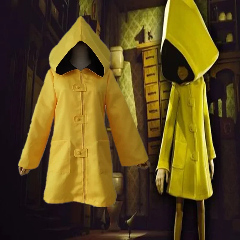 Little Nightings 2 Mono Six Cosplay Costume Coat Hungry Kids Little Six Yellow Long Jacket Coat Halloween Party Waterproof Suits