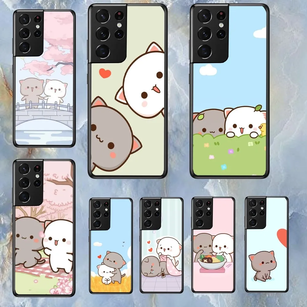 Custodia Per Telefono Cartoon Peach Mochi Cat Per Samsung S 23 22 21 20 Ultra Plus Lite Shell