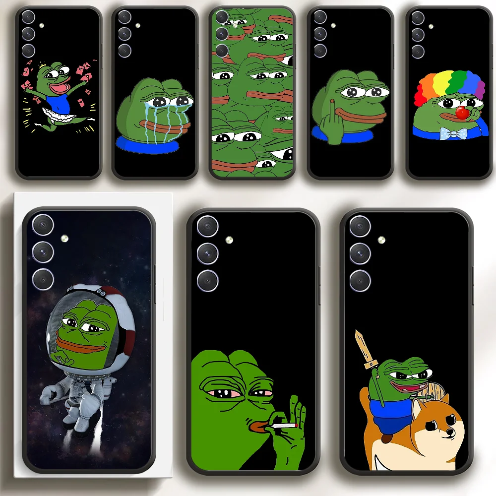 Sad Frog Pepe Funny Phone Case Cover Per Samsung Galaxy A 12 13 32 33 34 51 52 53 54 71 S 20 21 22 23 Ultra Tpu Plus Soft Black