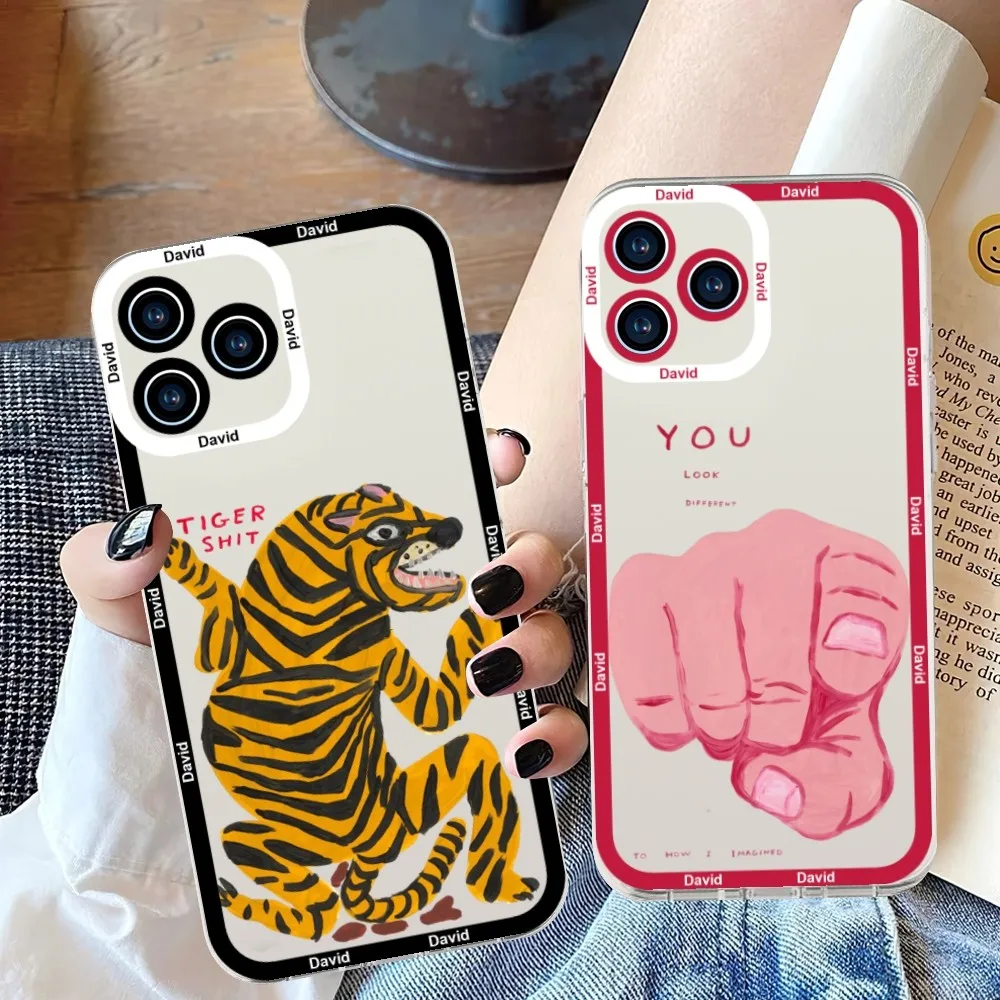 Custodia Per Telefono David Shrigley Art Per Samsung S 23 22 21 20 Ultra Plus Lite Trasparente Shell