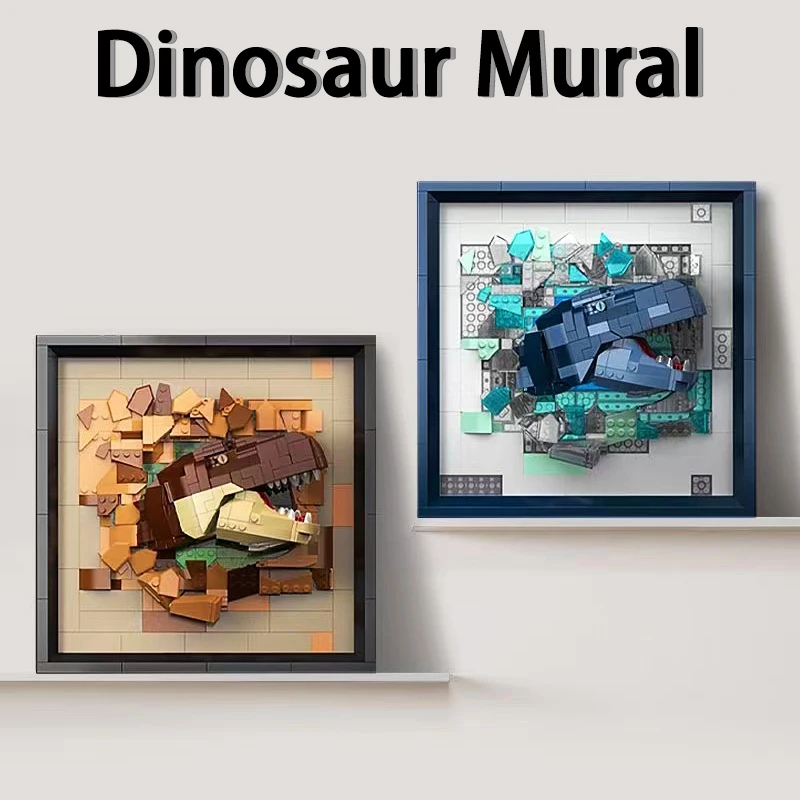 Idee Dinosaur Frame Building Block Set Jurassic Park World T-Rex Pittura Murale Mattoni Modulari Wall Art Decor Giocattoli Per Bambini