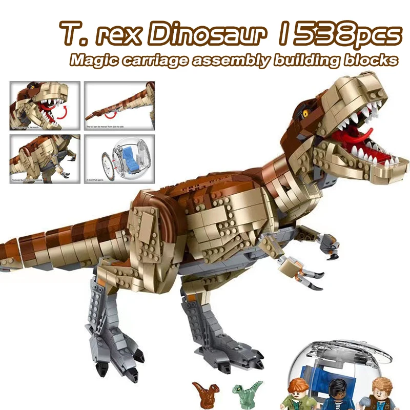 1538Pcs Jurassic T. Rex Dinosaur Building Blocks Compatibile 75936 Tyrannosaurus Rex Big Dino Park Bricks Toys For Boy Gifts