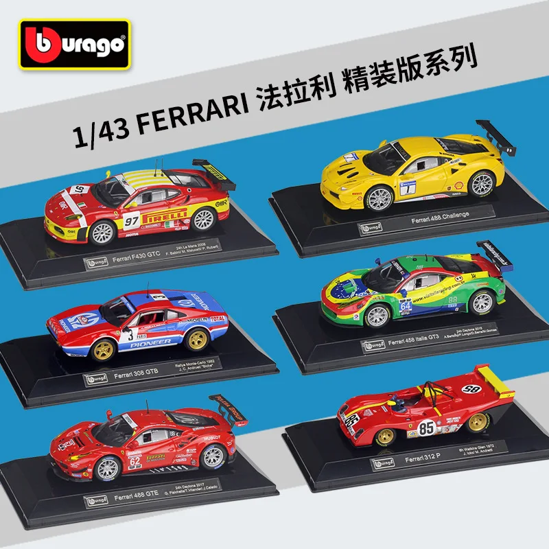 Bburago 1:43 Ferrari 488 Gte 2017 458 Italia Gt3 2015 488 Sfida 312 P 1972 F430 Gt2 2008 308 Gtb 1982 Simulazione Die D13