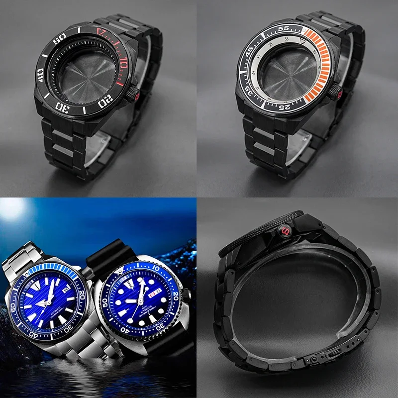Black King Samurai Prospex Series Cinturino Per Cinturino Con Cassa Dell'Orologio Per Seiko 4 R35 4 R36 Nh35 Nh36 Vetro Zaffiro Con Movimento Automati