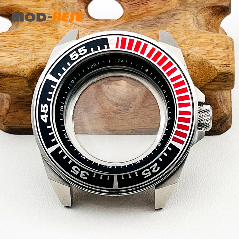 Mod Seiko Samurai Srpe Custodia Nh35 Cassa Dell'Orologio Adatta Per Nh35 Nh36 4R Movimento Automatico Vetro Zaffiro Vetro Trasparente Back Case