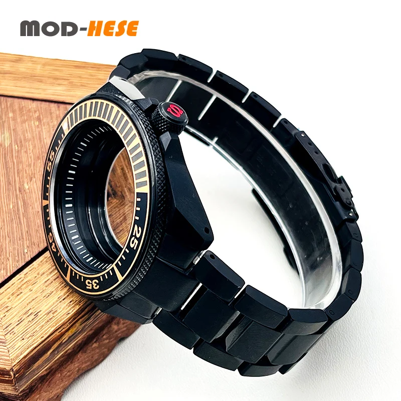 45Mm Seiko Samurai Watch Case Strap Set Fit For Nh34 Nh35 Nh36 Movement Sapphire Crystal Glass 20Atm Men Watch Case And Band Kit