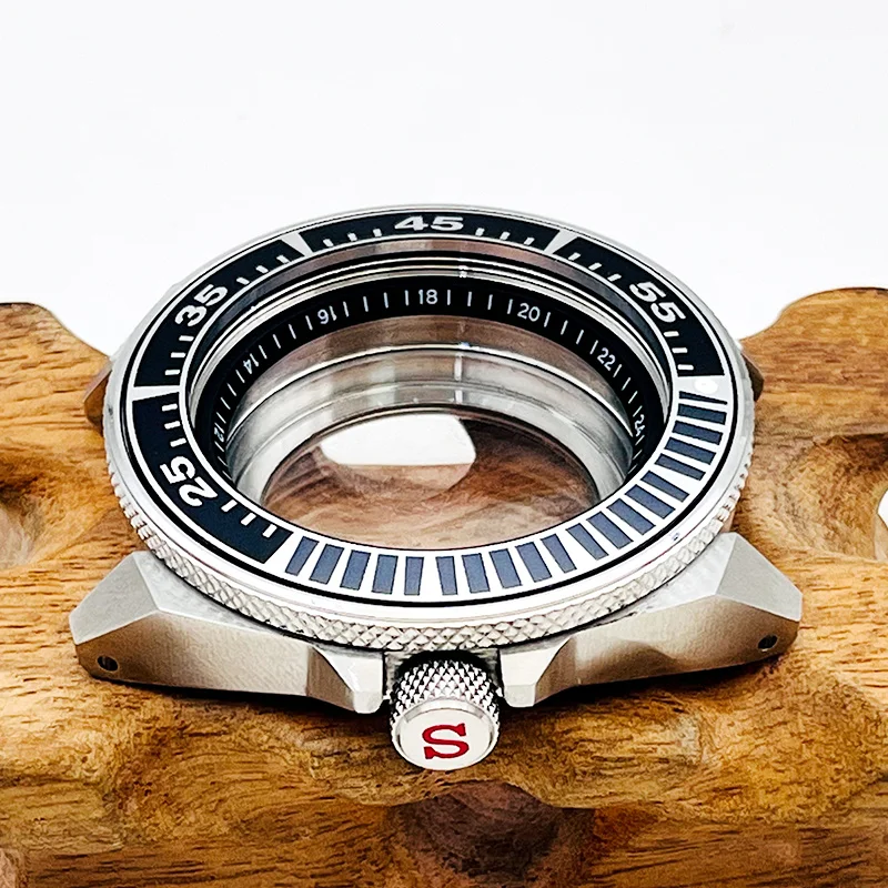 45Mm Mod Seiko Samurai Srpe Cassa Dell'Orologio Nh35 Cassa Adatta Nh35 Nh36 4R Movimento Automatico Vetro Zaffiro Cassa Dell'Orologio Posteriore Trasp