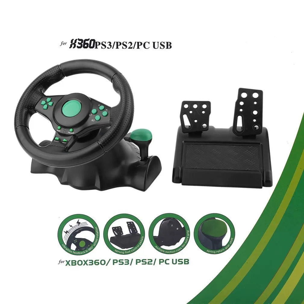 Volante Da Gioco Con Pedali Da Corsa A Vibrazione Per Xbox 360 Per Ps2 Per Volante Per Auto Usb Ps3 Pc