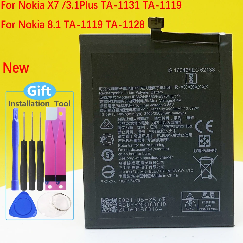 Batteria 3500Mah He363 He377 Per Nokia X7 Ta-1131 Ta-1119/Nokia 8.1 Ta-1119 Ta-1128 Smartphone/Smartphone