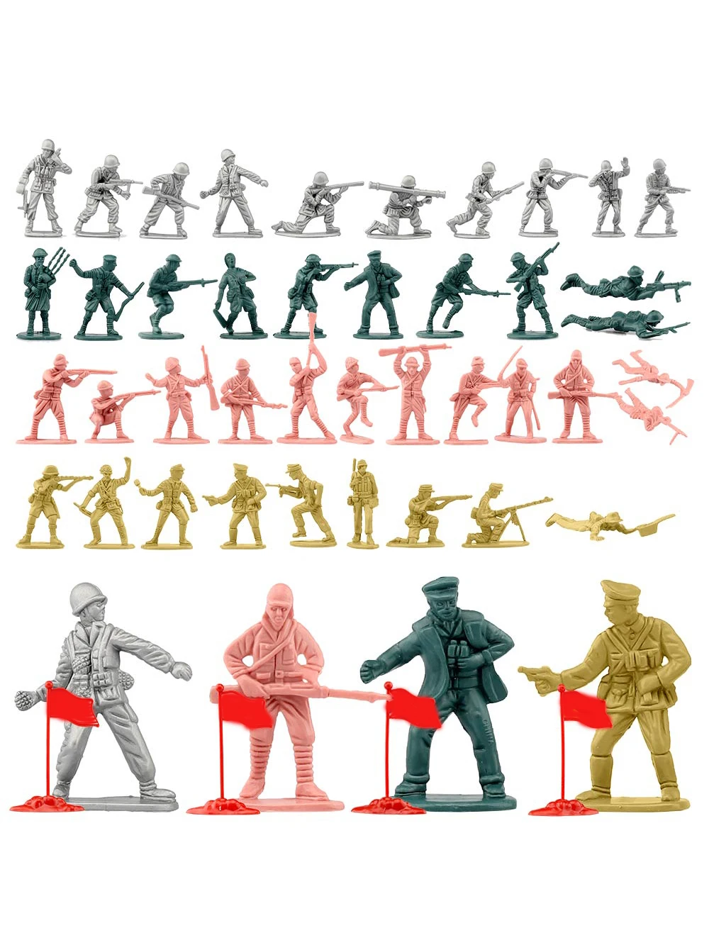 Viikondo Army Men Toy Action Figure Green Vs Tan Soldier Wwii Troop Us Uk Giappone German Battle Bandiere Militari Wargame Boy Gift